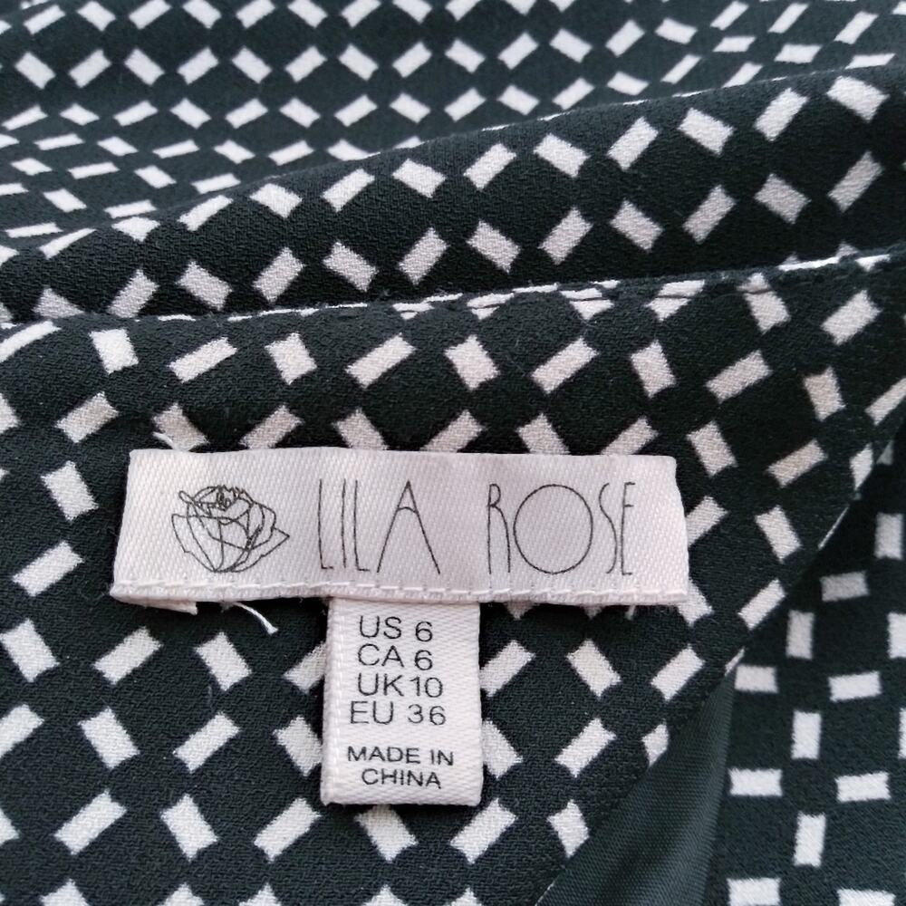 Lila Rose Black White Geometric Print Shift Dress Size 6 - Picture 7 of 10